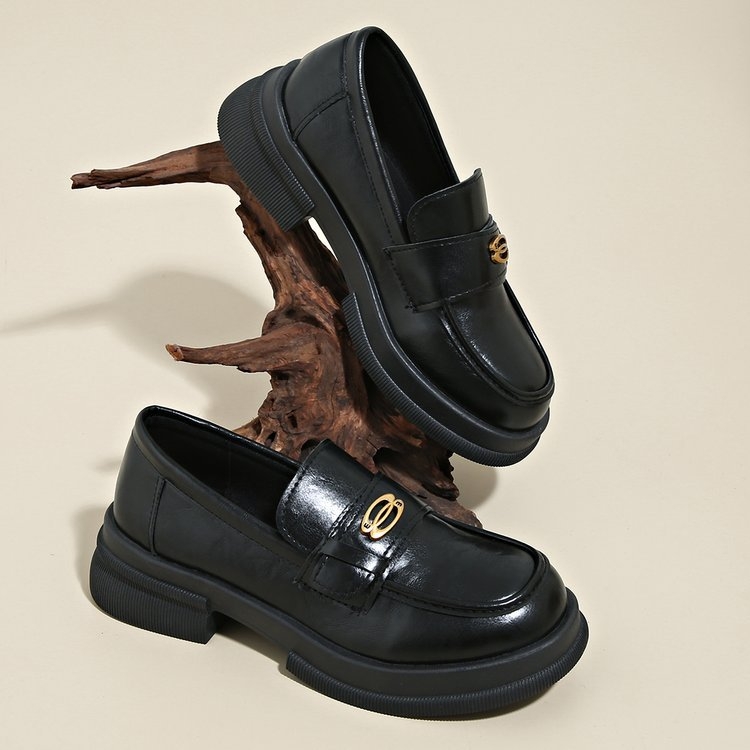 Male kožne cipele s platformom, plus size, proljetne nove mokasine u britanskom stilu, s plitkim izbočinama i okruglim vrhom, jednoslojne, za žene