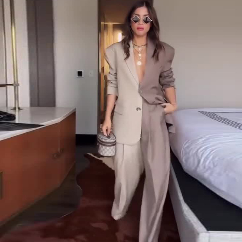 Sügis 2024 Uued Euroopa ja Ameerika piiriülesed naisterõivad Briti stiilis värvikontrastsete õmblustega temperamendiga pendelriietusülikonnad