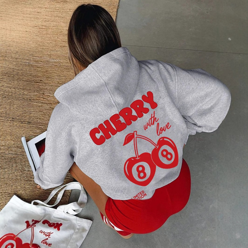 Európai és amerikai export női lezser stílusú kapucnis, betűmintás, hosszú ujjú, laza őszi és téli női pulóver