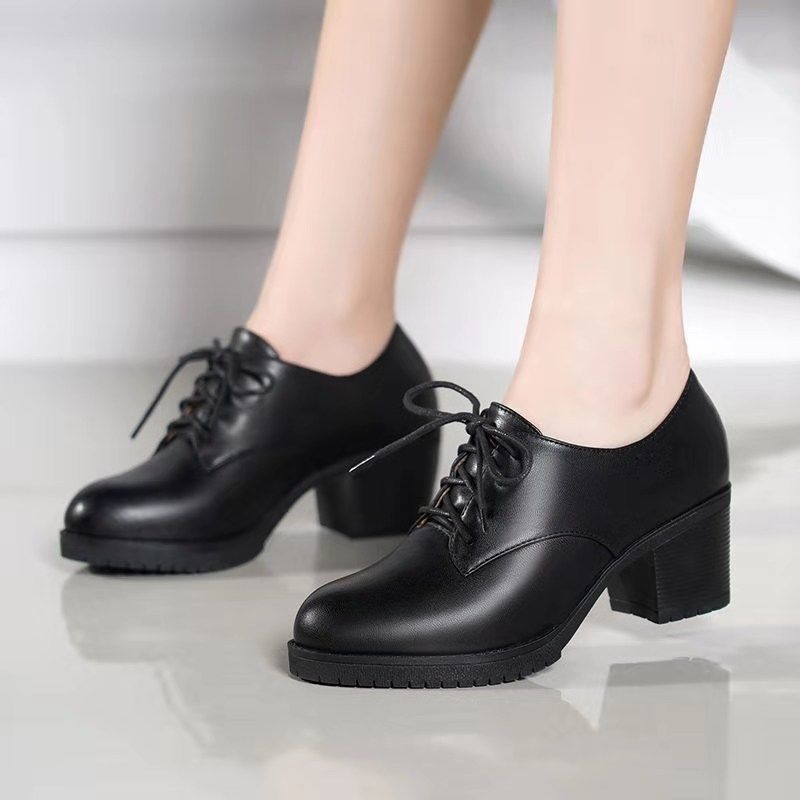 Proljetne cipele s debelom petom, jednoslojne cipele s debelim dnom, male kožne cipele, ženske Martin cipele, britanske ženske cipele u preppy stilu, retro, s tendon bottom tideom