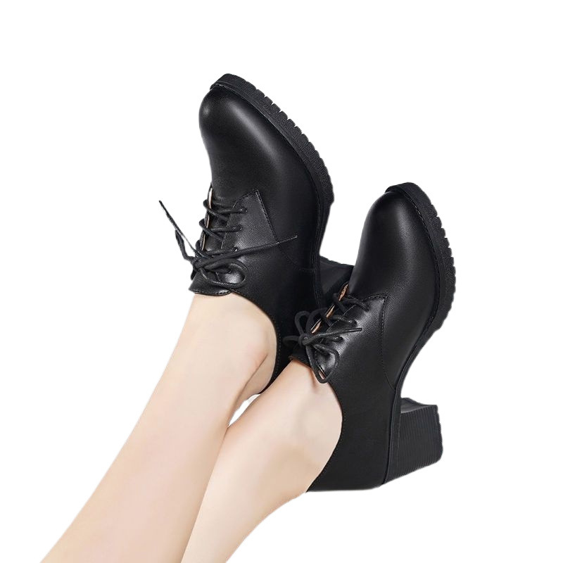 Proljetne cipele s debelom petom, jednoslojne cipele s debelim dnom, male kožne cipele, ženske Martin cipele, britanske ženske cipele u preppy stilu, retro, s tendon bottom tideom