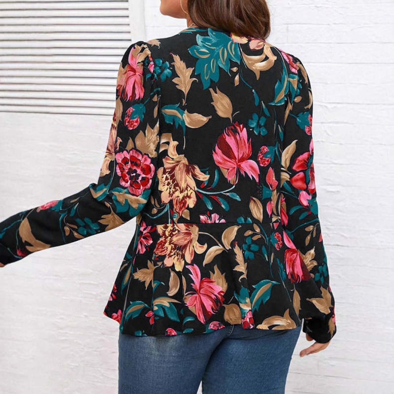 Amazoni Euroopa ja Ameerika piiriülene crewneck-tõmblukuga lilleprindiga daamide elegantne ülikonnajakk