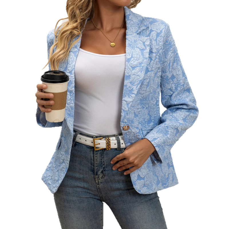 Spot Real Shot 2025 Proljeće i jesen Novi Amazon Cross-Border Ženski Žakard Sako Dugih Rukavova