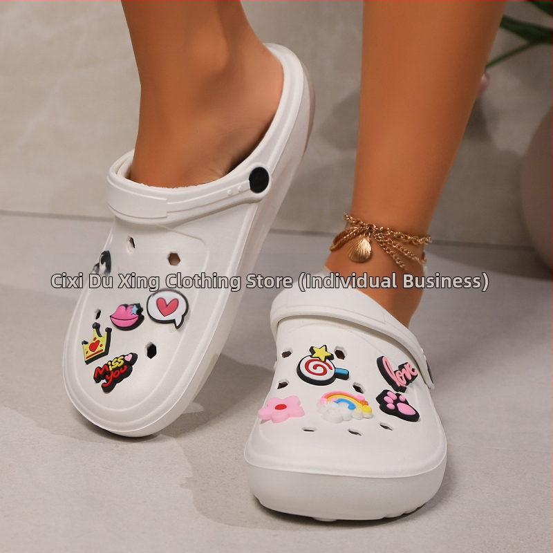 Сабо Eva в японски стил за жени, летни неплъзгащи се сладки анимационни плажни сандали с дебела подметка за мъже, модерни в Instagram