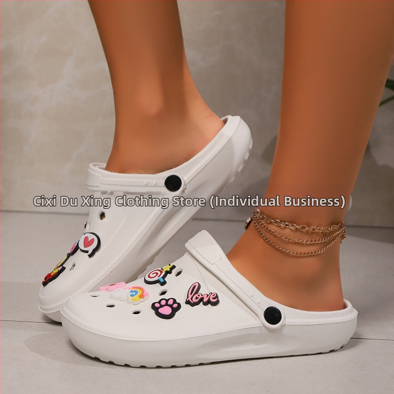 Сабо Eva в японски стил за жени, летни неплъзгащи се сладки анимационни плажни сандали с дебела подметка за мъже, модерни в Instagram