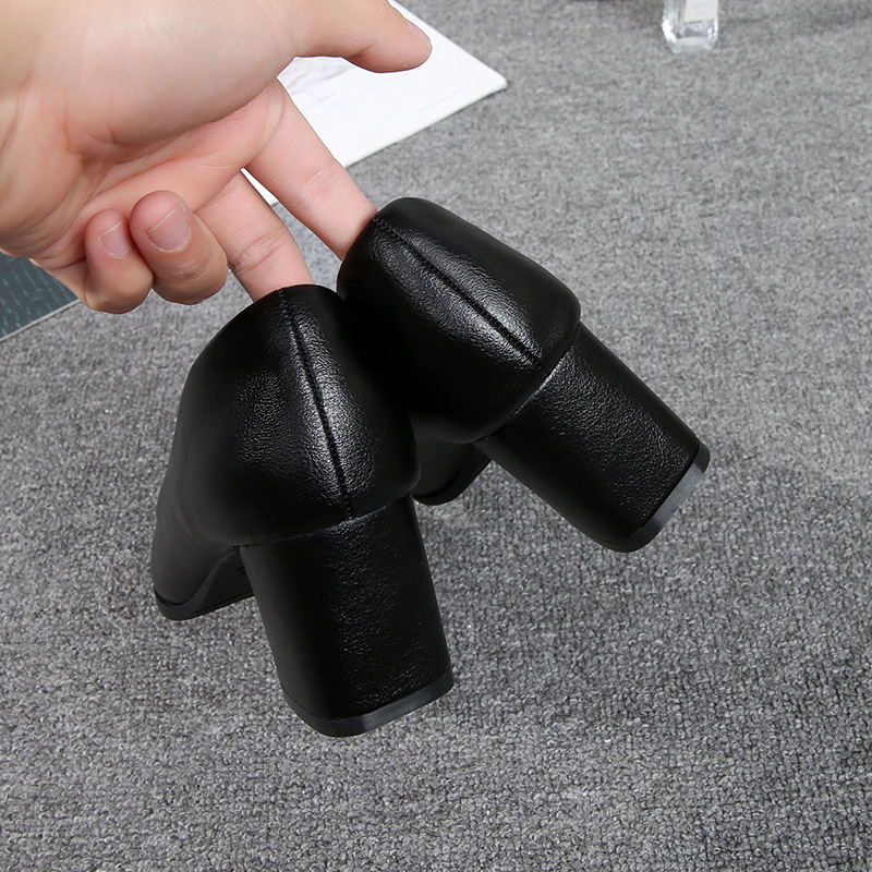 2023 új munkáscipő női fekete hegyes sarkú cipő női bőr cipők formális munkás professzionális vastag sarkú cipők egy generációnyi haj