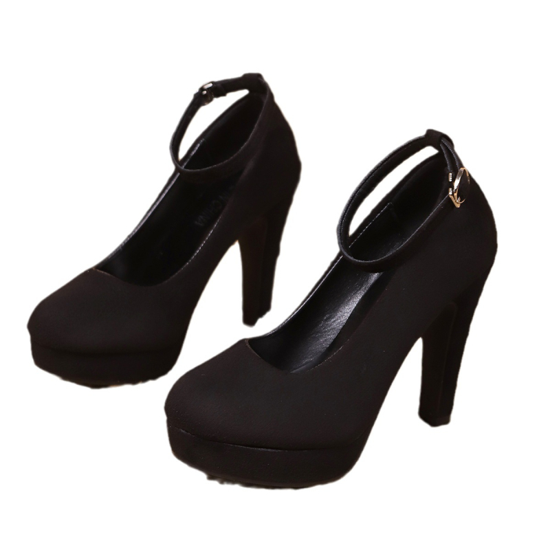 Plus size magas sarkú, egyrétegű cipő, női csatos, vastag talpú, ingázós, professzionális női cipők, divatos cipők, francia női cipők