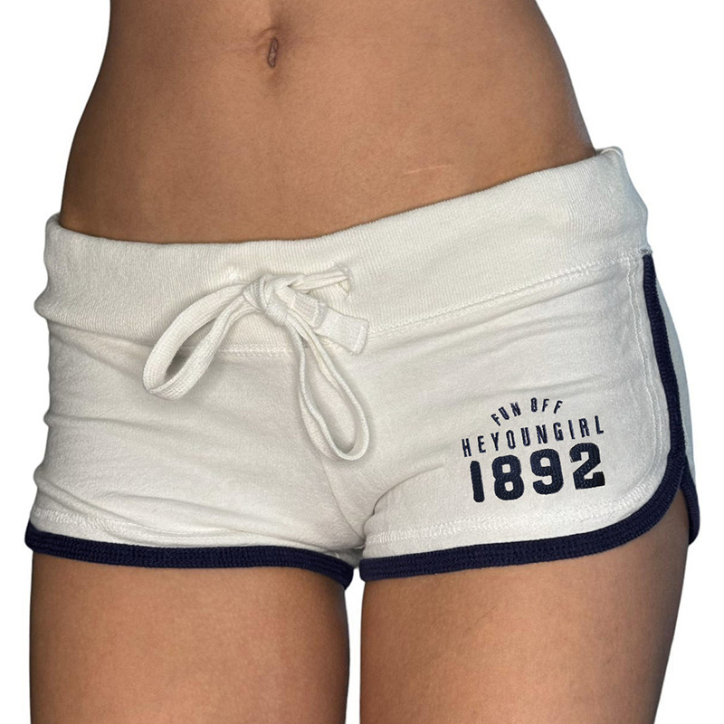 AliExpress külkereskedelem, határokon átnyúló Európa és az Egyesült Államok nyári új trendje, retró kontrasztos színű, betűnyomtatásos, pórázos rövidnadrágok, női