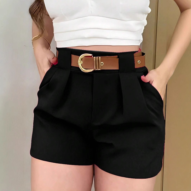 Európai és amerikai női AliExpress külkereskedelmi, határokon átnyúló női divatos temperamentumú, egyszínű, laza, egyenes szabású, alkalmi rövidnadrágok