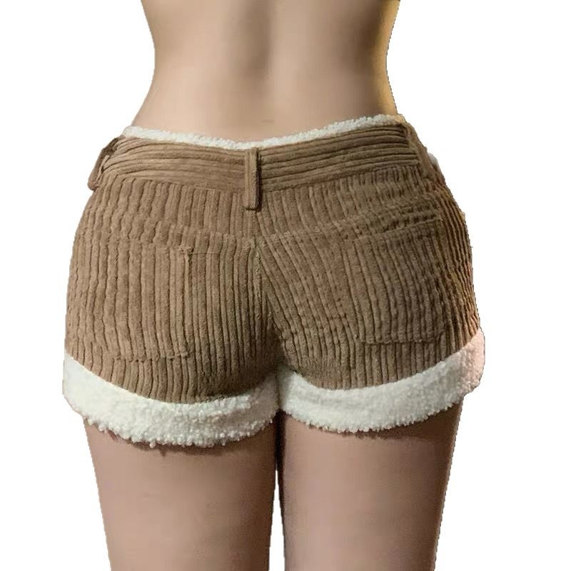 Plus size Design Sense Niche Mao varrásos kordbársony lezser rövidnadrág Női 2025 tavaszi utcai kontrasztos színű karcsúsító csizma nadrág