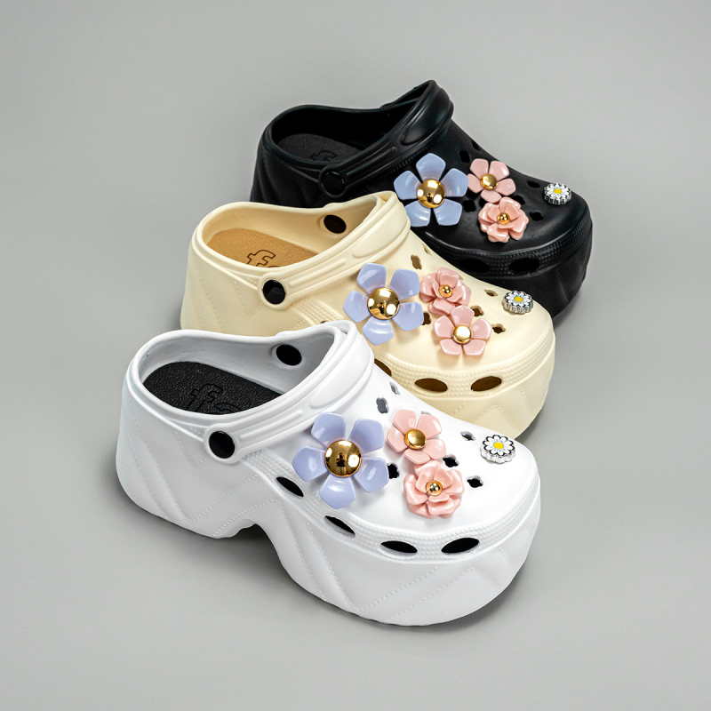 2024 m. naujos, pasiūtos skylutės, bateliai su gėlėmis, batų sagtimi, nuimama pudra, violetinė gėlė, kostiumas, didmeninė prekyba