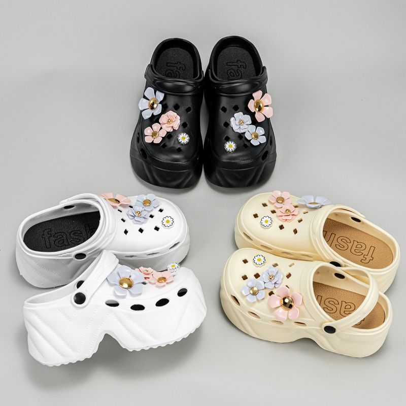 2024 m. naujos, pasiūtos skylutės, bateliai su gėlėmis, batų sagtimi, nuimama pudra, violetinė gėlė, kostiumas, didmeninė prekyba