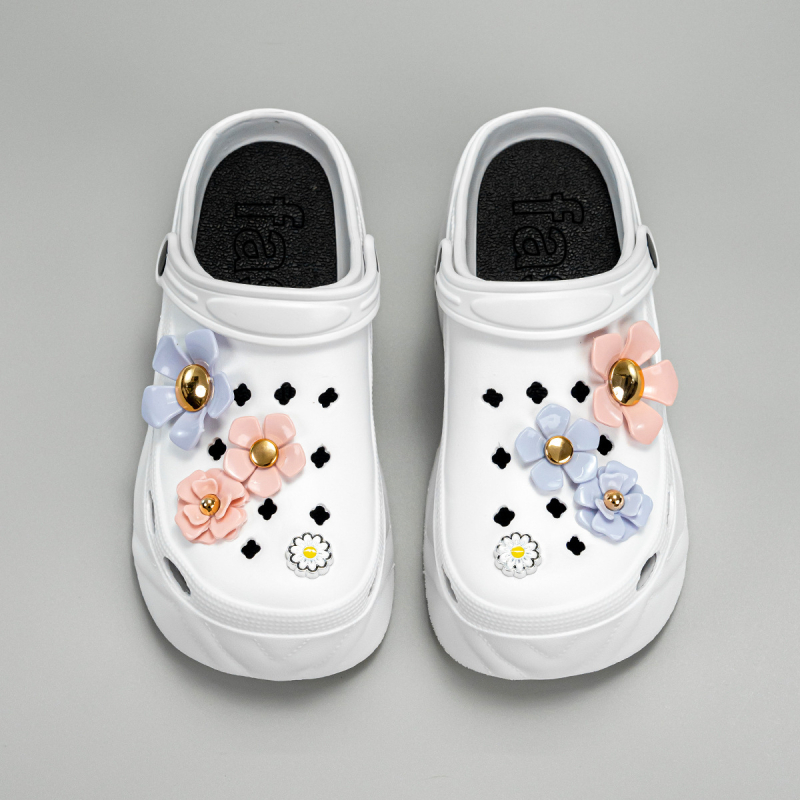 2024 m. naujos, pasiūtos skylutės, bateliai su gėlėmis, batų sagtimi, nuimama pudra, violetinė gėlė, kostiumas, didmeninė prekyba