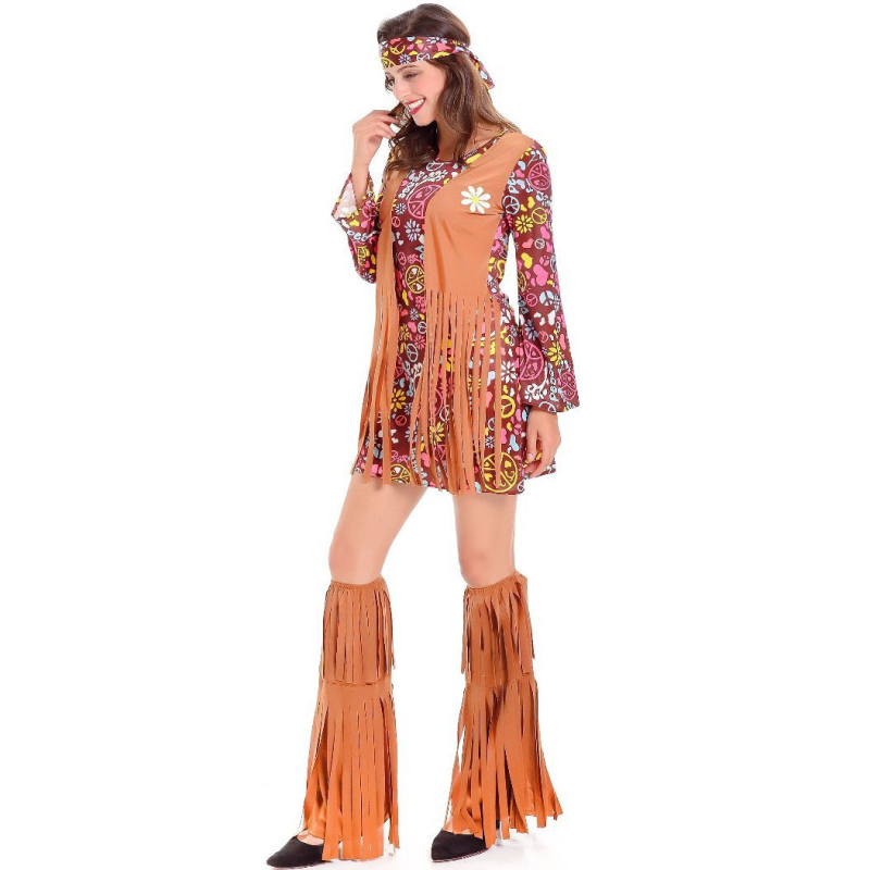 2020. aasta naiste tutiga hipikostüüm, vintage hipikostüüm, vintage etenduskostüüm, Halloweeni kostüüm