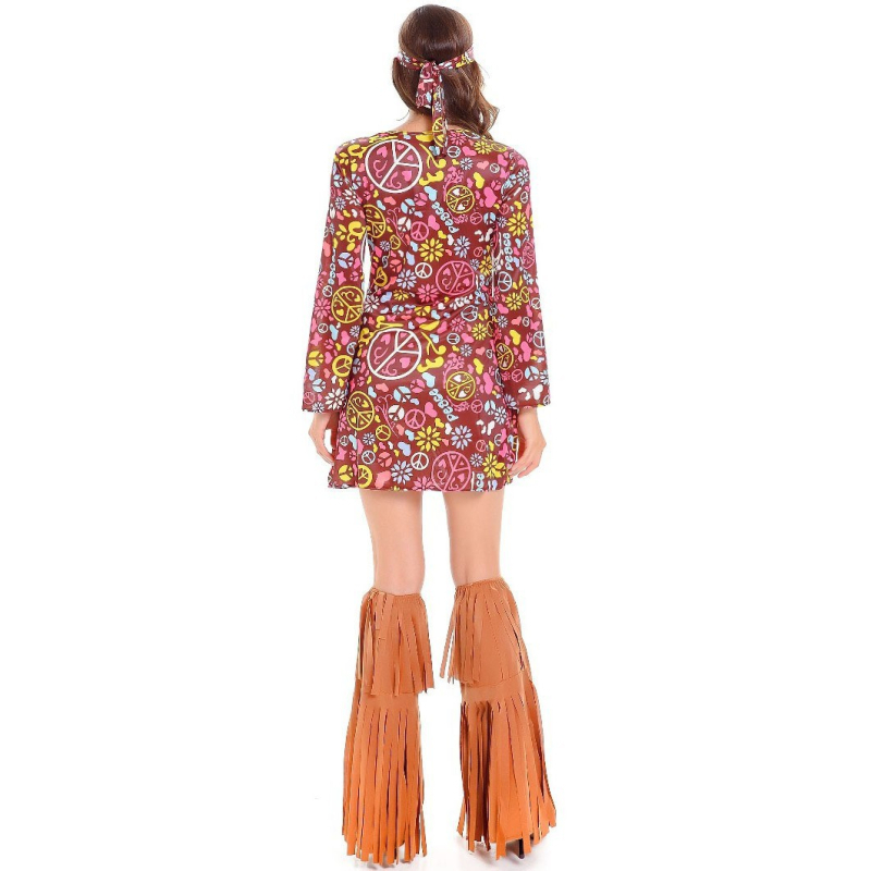 2020. aasta naiste tutiga hipikostüüm, vintage hipikostüüm, vintage etenduskostüüm, Halloweeni kostüüm