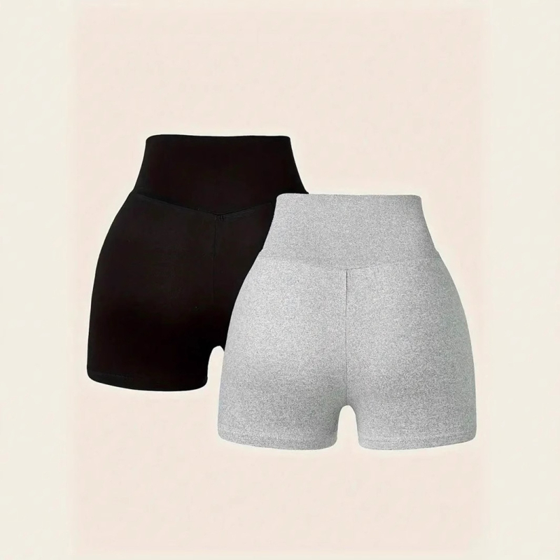 Európai és amerikai határokon átnyúló női kétrészes vegyes csomag keresztbe tett derekú rövidnadrág tejszínes selyem magas derekú lezser nadrág karcsúsító és lélegző