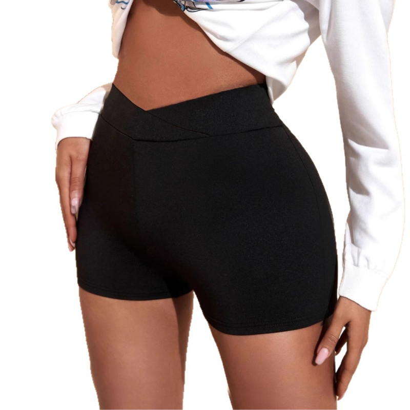 Európai és amerikai határokon átnyúló női kétrészes vegyes csomag keresztbe tett derekú rövidnadrág tejszínes selyem magas derekú lezser nadrág karcsúsító és lélegző