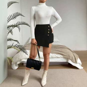 Amazon Cross Border Ženska elegantna modna jednobojna kordurojska suknja Prednji dio nepravilnih kratkih hlača suknje