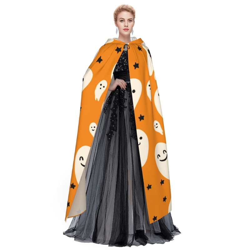 Pārrobežu vairumtirdzniecības viengabala zīda apmetnis ar attēlu, apdrukāts Helovīna kapuces apmetnis, Ziemassvētku kapuces apmetnis pieaugušajiem