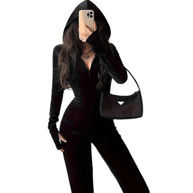 Elegantiškas madingas Pietų Korėjos sijonas su aksominiu, plonu, klubus prigludusiu sijonu su gobtuvu korėjietiško stiliaus suknelė