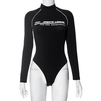 „Amazon Cross-Border“ naujos raidės spausdinta plona ilgomis rankovėmis midi apykaklė