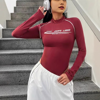 „Amazon Cross-Border“ naujos raidės spausdinta plona ilgomis rankovėmis midi apykaklė