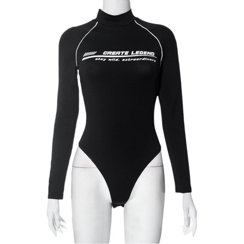 „Amazon Cross-Border“ naujos raidės spausdinta plona ilgomis rankovėmis midi apykaklė