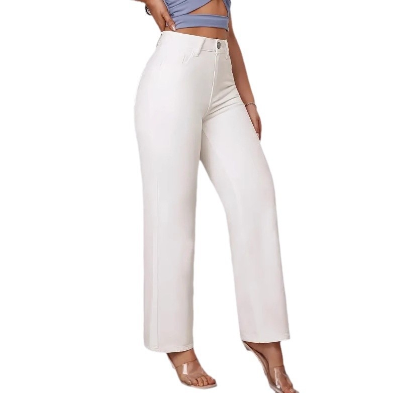 Independent Station Prekogranične europske i američke nove elegantne traperice visokog struka za žene, udobne, široke, ravne, elastični remen za hlače širokog donjeg ruba