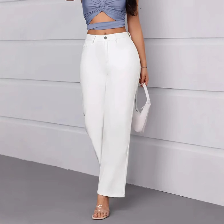 Independent Station Prekogranične europske i američke nove elegantne traperice visokog struka za žene, udobne, široke, ravne, elastični remen za hlače širokog donjeg ruba