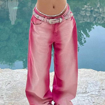 PY1063 Retro modes tendences, universālas ielas stila kontrastkrāsas mikroelastīgas taisnas džinsa bikses