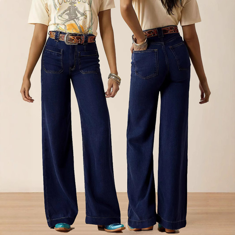 Külkereskedelem Határokon átnyúló Niche Design Amerikai stílusú Retró Szélesszárú Farmer Trendi Lábhosszabbító Lusta Style Szélesszárú Karcsúsító