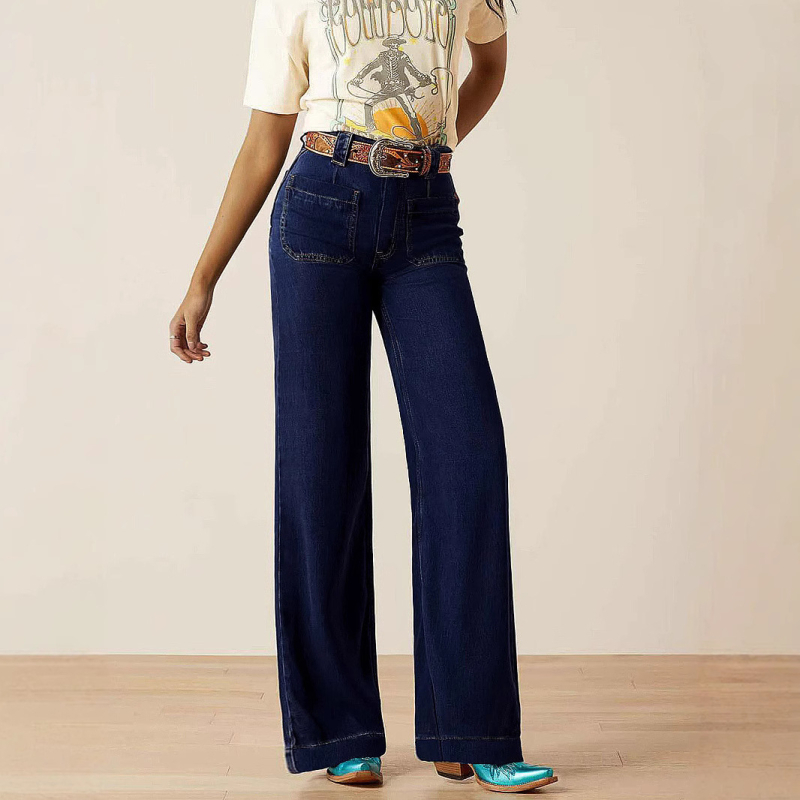 Külkereskedelem Határokon átnyúló Niche Design Amerikai stílusú Retró Szélesszárú Farmer Trendi Lábhosszabbító Lusta Style Szélesszárú Karcsúsító