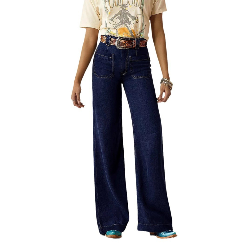 Külkereskedelem Határokon átnyúló Niche Design Amerikai stílusú Retró Szélesszárú Farmer Trendi Lábhosszabbító Lusta Style Szélesszárú Karcsúsító