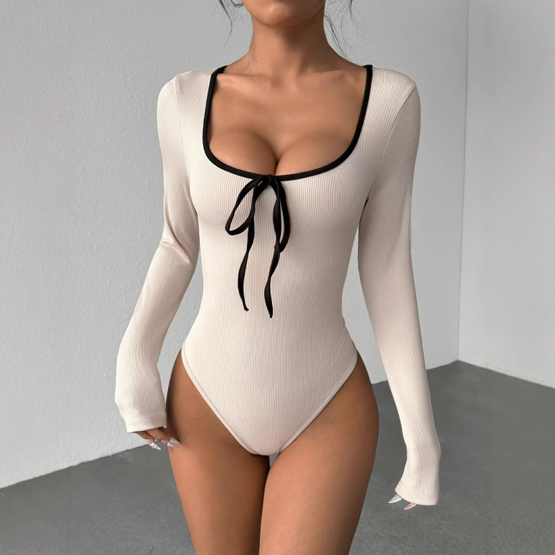 raktáron 2025 Amazon AliExpress Független Állomás Európa és Amerika Határokon átnyúló Környakú, Masni Színblokkos Hosszú Ujjú, Junction