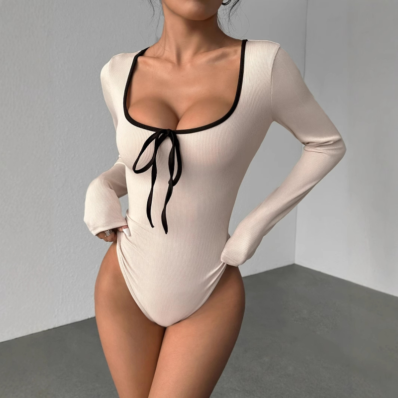 raktáron 2025 Amazon AliExpress Független Állomás Európa és Amerika Határokon átnyúló Környakú, Masni Színblokkos Hosszú Ujjú, Junction