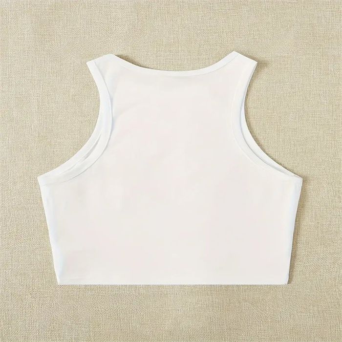 Tarptautinė nauja europietiška ir amerikietiška „Spice Girls“ bambos liemenė su amerikietiška seksualia apvalia kaklo be rankovių marškinėliais su užrašu