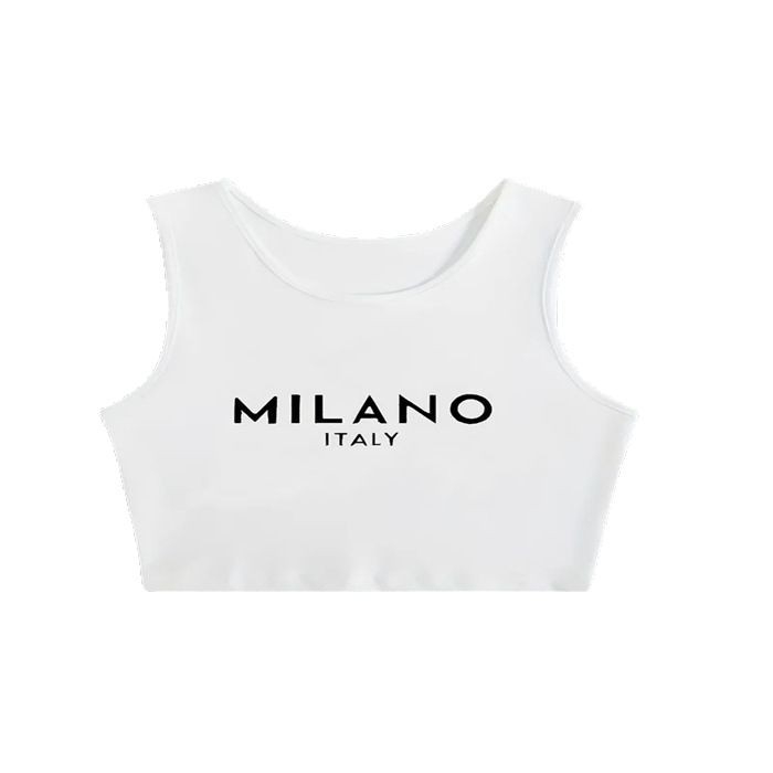 Tarptautinė nauja europietiška ir amerikietiška „Spice Girls“ bambos liemenė su amerikietiška seksualia apvalia kaklo be rankovių marškinėliais su užrašu