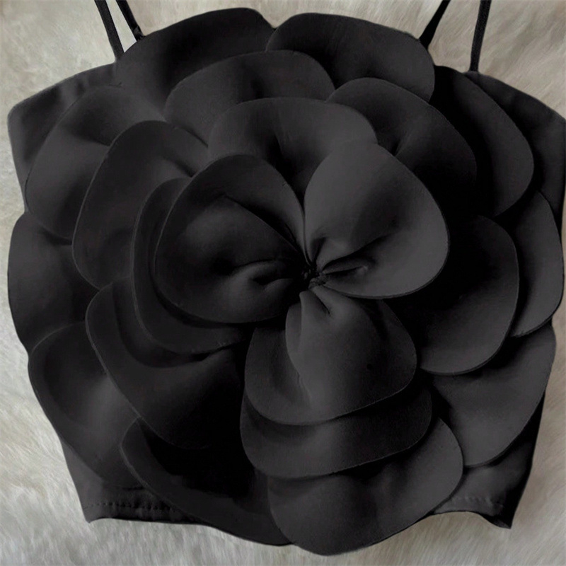 Tarpvalstybinė užsienio prekyba, prancūziško stiliaus dizainas, 3D gėlių rašto, maža dirželiu nugaroje, širdelės formos moteriški vasariniai, saldūs, aštrūs, seksualūs viršutiniai drabužiai, trumpi.