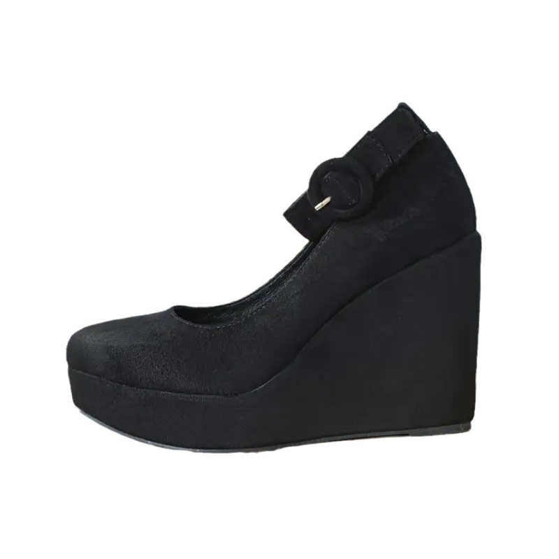 Sieviešu ķīļveida kurpes ar ūdensnecaurlaidīgu platformu 2024. gada pavasarī un rudenī, jaunas, seklas mutes, modernas, apaļas galvas augstpapēžu kurpes, sieviešu bieza zole, īpaši augstpapēžu kurpes