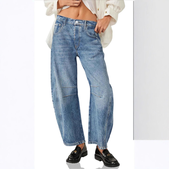 Ευρωπαϊκό και Αμερικανικό 2024 Amazon Explosions Loose Jeans Ψηλόμεσο Αδυνατιστικό Ελαστικό Παντελόνι Harem με Φαρδιά Παπούτσια Spice Girls