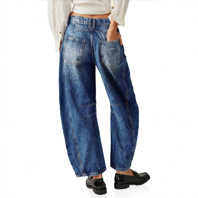 Euroopa ja Ameerika 2024. aasta Amazon Explosionsi lahtised teksad, kõrge vöökohaga salendavad venivad haaremipüksid, Spice Girlsi laiad püksid