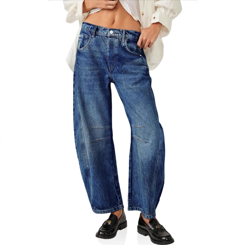 Euroopa ja Ameerika 2024. aasta Amazon Explosionsi lahtised teksad, kõrge vöökohaga salendavad venivad haaremipüksid, Spice Girlsi laiad püksid