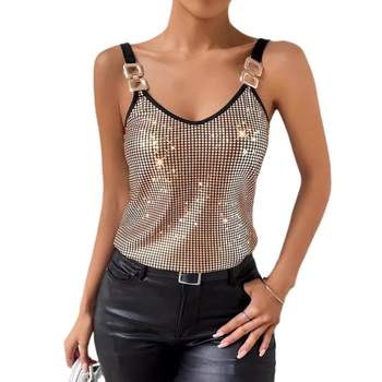 YD90346 Καλοκαιρινό Νέο Φανελάκι με Αλυσίδα Amazon Sequin 2024 για Γυναίκες