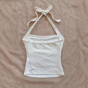 Γυναικείο καλοκαιρινό, αμάνικο, κοντό, λεπτό γιλέκο με κρεμαστό λαιμό και λουράκι για γυναίκες, καλοκαιρινό και νέο