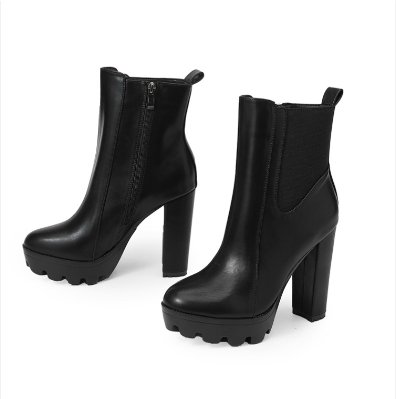 2023 m. tarpvalstybiniai Europos ir Amerikos užsienio prekybos nauji moteriški aulinukai, vandeniui atsparūs, platforminiai, stori, aukštakulniai, užtrauktuku šone, Martino stiliaus aulinukai su kulkšnimis yxb157-12