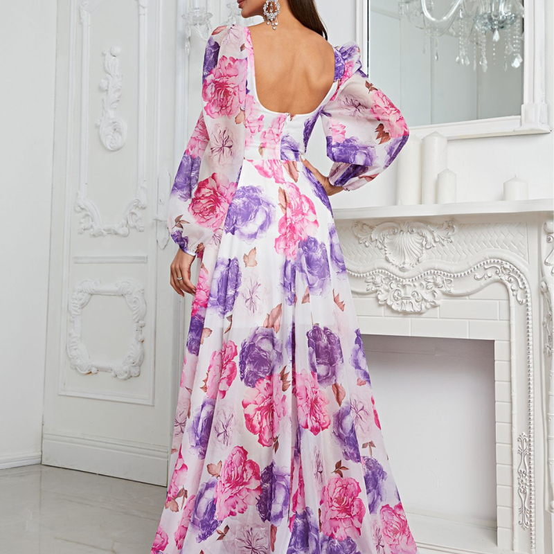 Nova cvjetna haljina od šifona, šuplja blagdanska haljina, haljina Lady Design Sense - MGN677