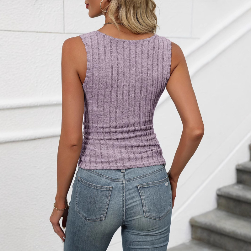 2025-ös európai és amerikai Amazon külkereskedelmi új, magas derekú mellény, divatos, lezser, kényelmes, kerek nyakú női öltöny