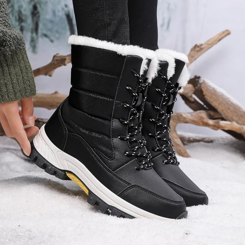 Naistele mõeldud õues kasutatavad lumesaapad 2025. aastaks. Uued talvised fliisvoodriga paksendatud sametist veekindlad suured puuvillased saapad külma ja kuumuse vastu, paksu tallaga libisemisvastased