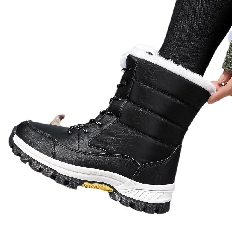 Naistele mõeldud õues kasutatavad lumesaapad 2025. aastaks. Uued talvised fliisvoodriga paksendatud sametist veekindlad suured puuvillased saapad külma ja kuumuse vastu, paksu tallaga libisemisvastased