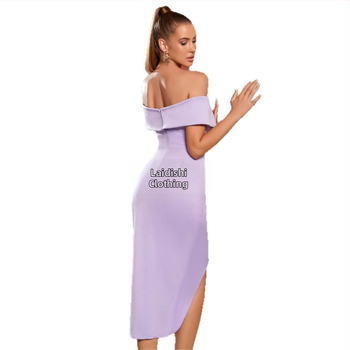 Nova seksi haljina kratkih rukava s otvorenim ramenima, jednobojna, elegantna, za bankete i večernju zabavu, za pripadnice visokog društva, europska i američka prekogranična